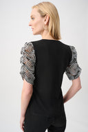 Joseph Ribkoff Silky Knit Novelty Sleeve Top Style 263028