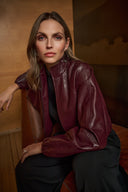 Joseph Ribkoff Leatherette Mock-Neck Bomber Jacket Style 263971