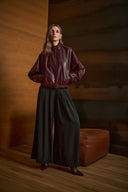 Joseph Ribkoff Leatherette Mock-Neck Bomber Jacket Style 263971