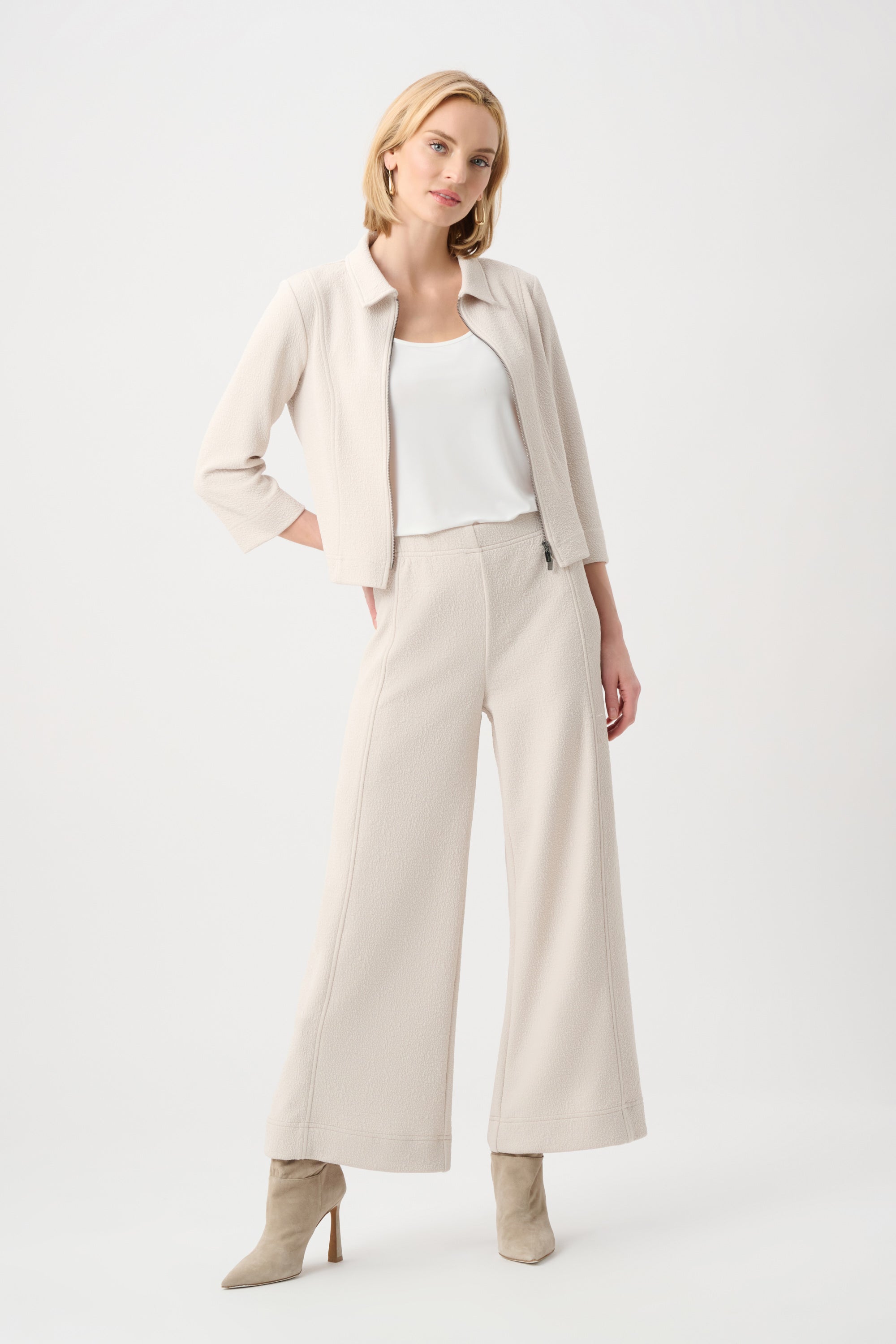 Joseph Ribkoff Textured Culotte Pants With Pin-Tuck Detail Style