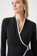 Joseph Ribkoff Silky Knit Contrast Trim Wrap Top Style 263053