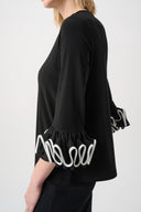 Joseph Ribkoff Silky Knit Ruffled-Cuff Top Style 263066