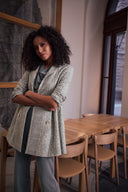 Joseph Ribkoff Jacquard Plaid A-Line Coat Style 263072