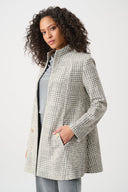 Joseph Ribkoff Jacquard Plaid A-Line Coat Style 263072