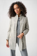 Joseph Ribkoff Jacquard Plaid A-Line Coat Style 263072