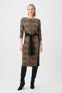 Joseph Ribkoff Abstract Jacquard Knit Sheath Dress Style 263076.