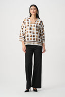 Joseph Ribkoff Satin Geometric Print Boxy Top Style 263088