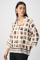Joseph Ribkoff Satin Geometric Print Boxy Top Style 263088