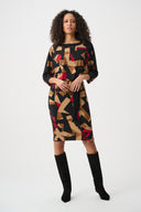 Joseph Ribkoff Abstract Print Knit Straight Dress Style 263089