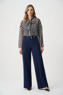 Joseph Ribkoff Chiffon Geometric-Print Tie-Neck Blouse Style 263102