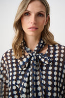 Joseph Ribkoff Chiffon Geometric-Print Tie-Neck Blouse Style 263102