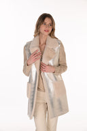 Frank Lyman Reversible Faux Fur Sleeveless Knit Jacket Style 263104