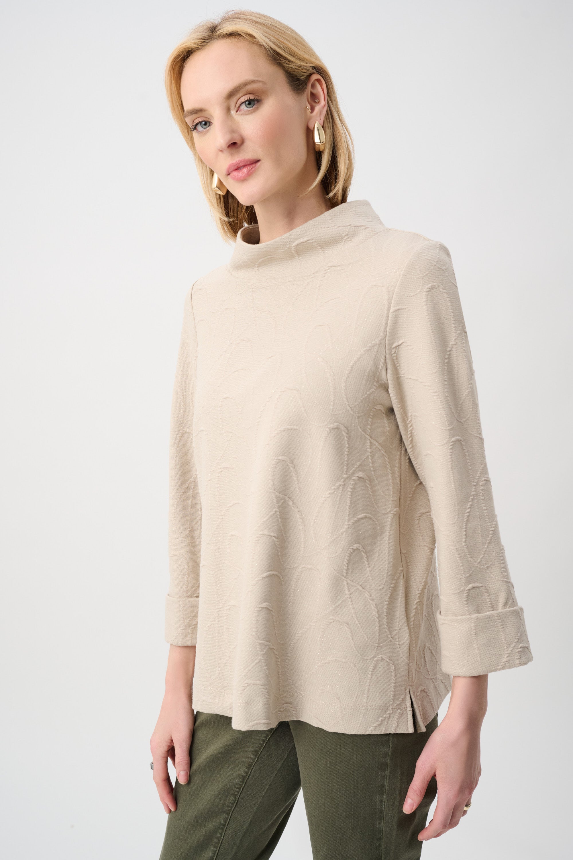 Joseph Ribkoff Sweater Funnel Collar Trapeze Top Style 263126
