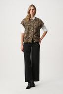 Joseph Ribkoff Abstract Jacquard Knit Bomber Vest Style 263128