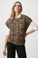 Joseph Ribkoff Abstract Jacquard Knit Bomber Vest Style 263128