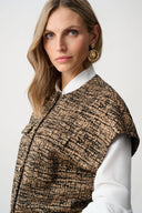 Joseph Ribkoff Abstract Jacquard Knit Bomber Vest Style 263128