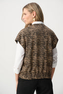 Joseph Ribkoff Abstract Jacquard Knit Bomber Vest Style 263128
