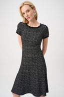 Joseph Ribkoff Lurex Jacquard Check A-Line Dress Style 263131