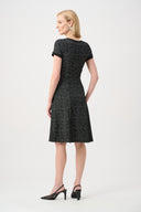 Joseph Ribkoff Lurex Jacquard Check A-Line Dress Style 263131