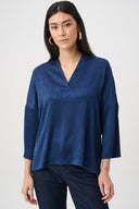 Joseph Ribkoff Crushed Satin Straight V-Neck Top Style 263141