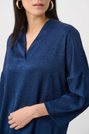 Joseph Ribkoff Crushed Satin Straight V-Neck Top Style 263141