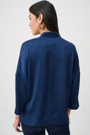 Joseph Ribkoff Crushed Satin Straight V-Neck Top Style 263141