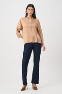 Joseph Ribkoff Crushed Satin Straight V-Neck Top Style 263141
