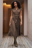 Joseph Ribkoff Scuba Suede Fit-and-Flare Dress Style 263105