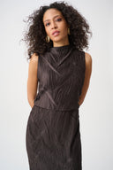 Joseph Ribkoff Pleated Satin Sleeveless Midi Dress Style 263147