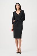 Joseph Ribkoff Scuba Crepe Knotted-Waist Sheath Dress Style 263150