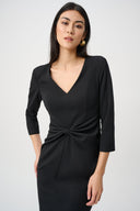 Joseph Ribkoff Scuba Crepe Knotted-Waist Sheath Dress Style 263150