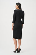 Joseph Ribkoff Scuba Crepe Knotted-Waist Sheath Dress Style 263150