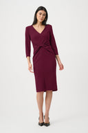 Joseph Ribkoff Scuba Crepe Knotted-Waist Sheath Dress Style 263150.