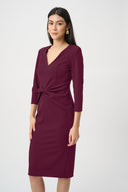Joseph Ribkoff Scuba Crepe Knotted-Waist Sheath Dress Style 263150