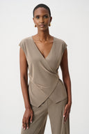 Joseph Ribkoff Melange Silky Knit Fitted Wrap Top Style 263161.