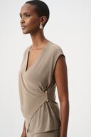 Joseph Ribkoff Melange Silky Knit Fitted Wrap Top Style 263161