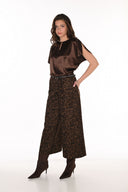 Frank Lyman Belted Animal-Print Wide-Leg Trousers Style 263188