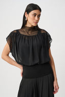Joseph Ribkoff Chiffon And Silky Knit Blouson Top Style 263198