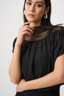 Joseph Ribkoff Chiffon And Silky Knit Blouson Top Style 263198