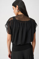 Joseph Ribkoff Chiffon And Silky Knit Blouson Top Style 263198