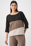 Joseph Ribkoff Bubble Jacquard Color Block Boxy Tunic Style 263199