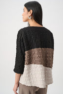 Joseph Ribkoff Bubble Jacquard Color Block Boxy Tunic Style 263199