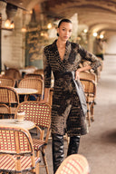 Frank Lyman Black/Choco Animal Print Wrap Dress Style 263215