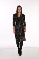 Frank Lyman Black/Choco Animal Print Wrap Dress Style 263215