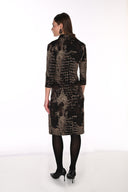 Frank Lyman Black/Choco Animal Print Wrap Dress Style 263215