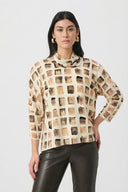 Joseph Ribkoff Lurex Sweater Abstract Print Boxy Tunic Style 263223