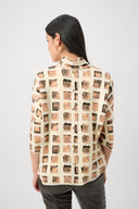 Joseph Ribkoff Lurex Sweater Abstract Print Boxy Tunic Style 263223