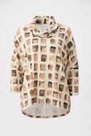 Joseph Ribkoff Lurex Sweater Abstract Print Boxy Tunic Style 263223