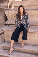 Frank Lyman Floral & Animal Print Flare-Sleeve Jacket Style 263468