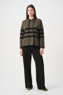 Joseph Ribkoff Striped Hooded Sweater Style 263626